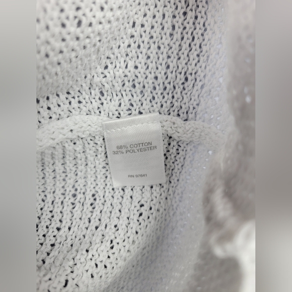 J. Jill white V-neck Open Knit Pullover lightweight transpare Sweater Size L - Picture 3 of 6